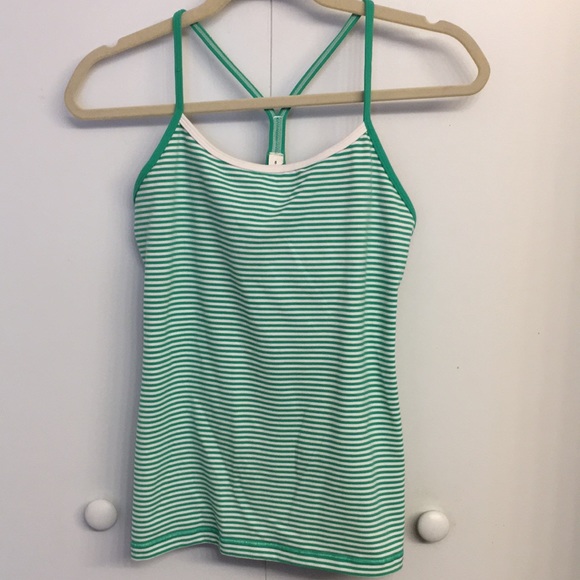lululemon athletica Tops - Lululemon Green White Striped Racerback Top